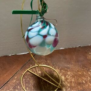 Colorful Glass Ornament with Gold Stand